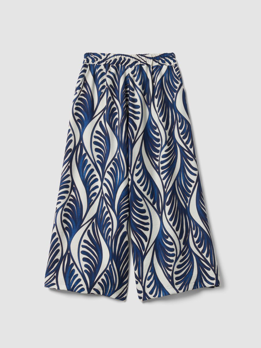 Blue viscose-blend palazzo trousers_0