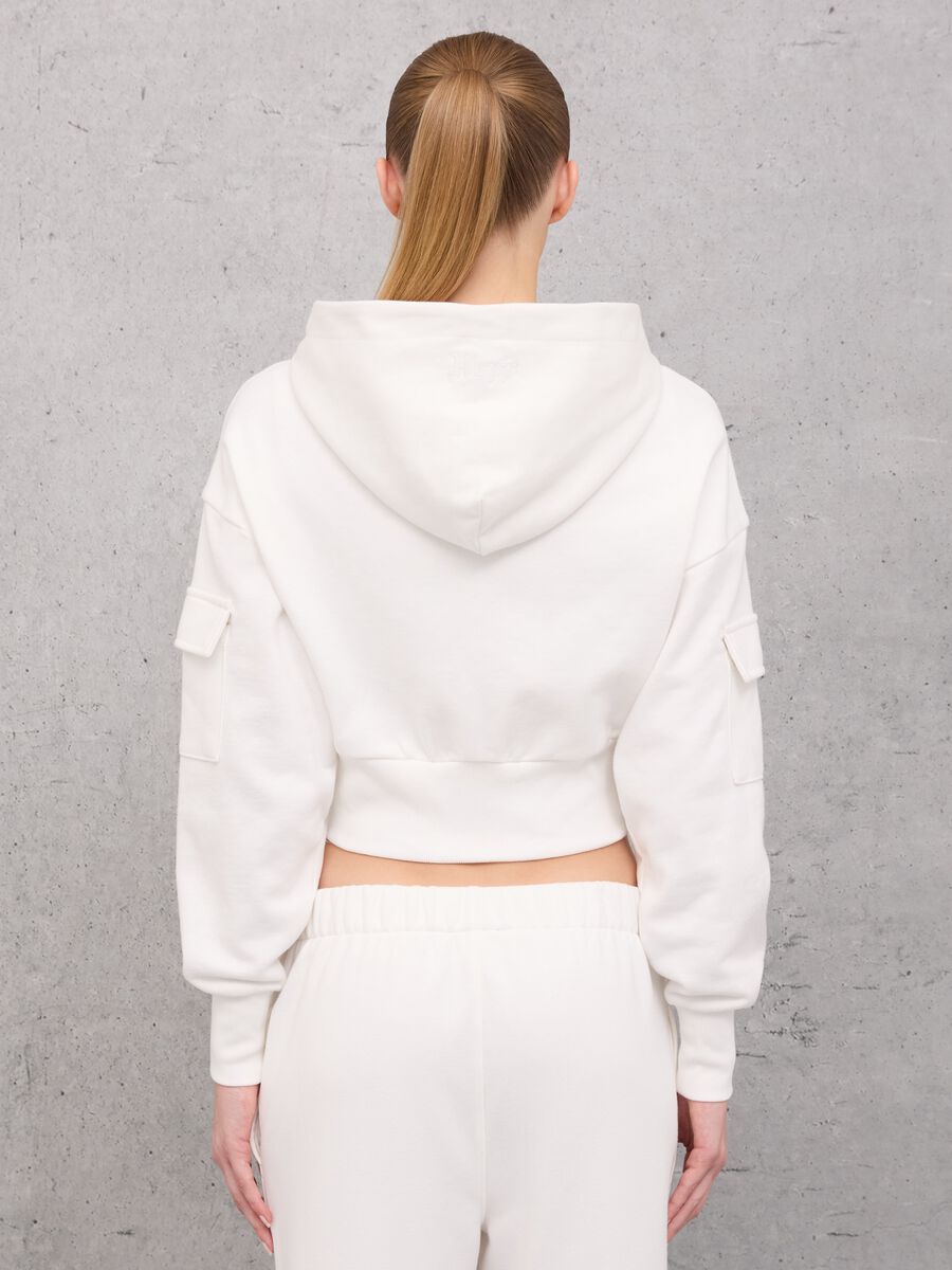 Crop Cargo Zip Hoodie White_2