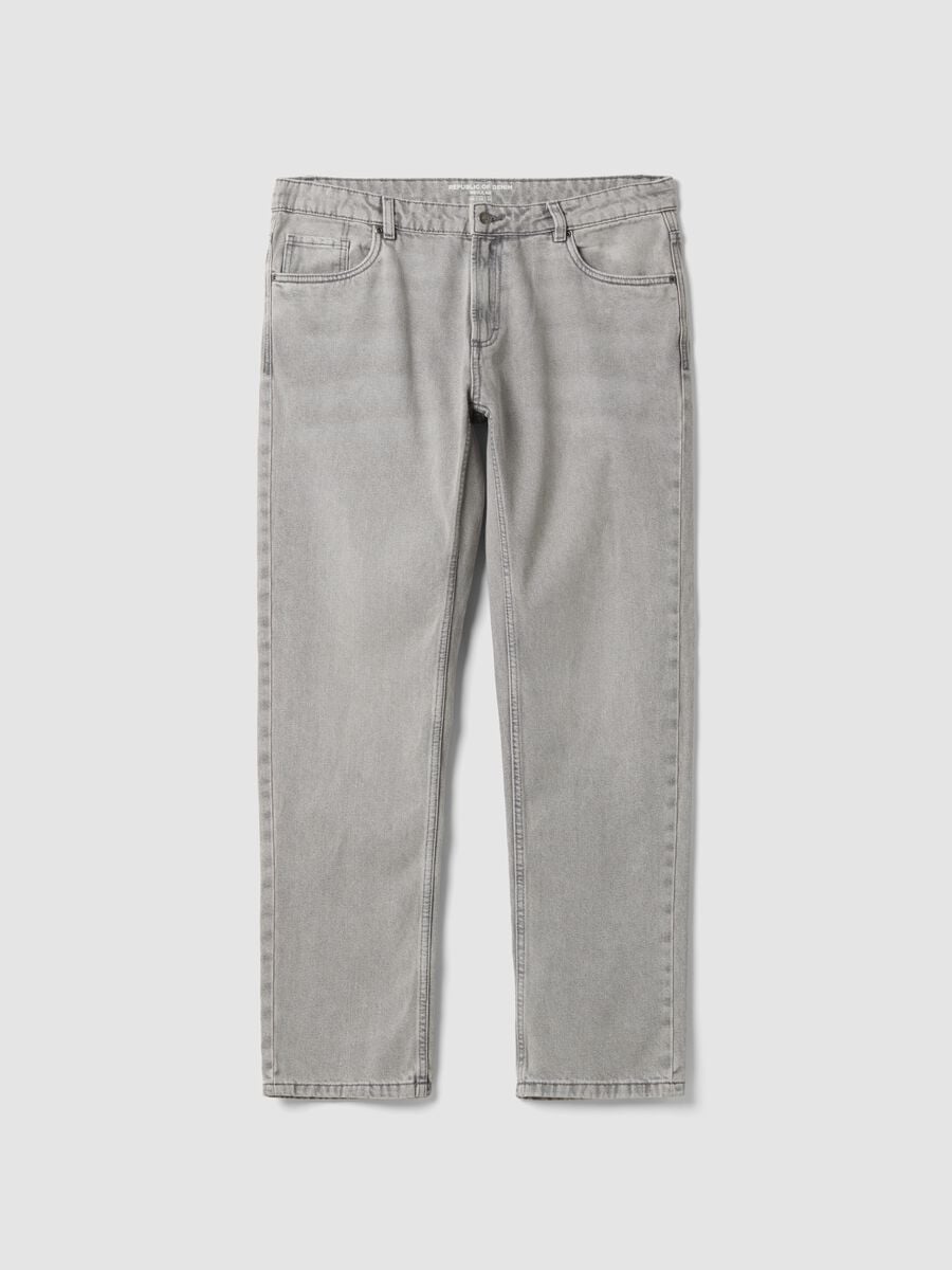 Grey denim jeans in cotton and viscose blend, regular fit_4