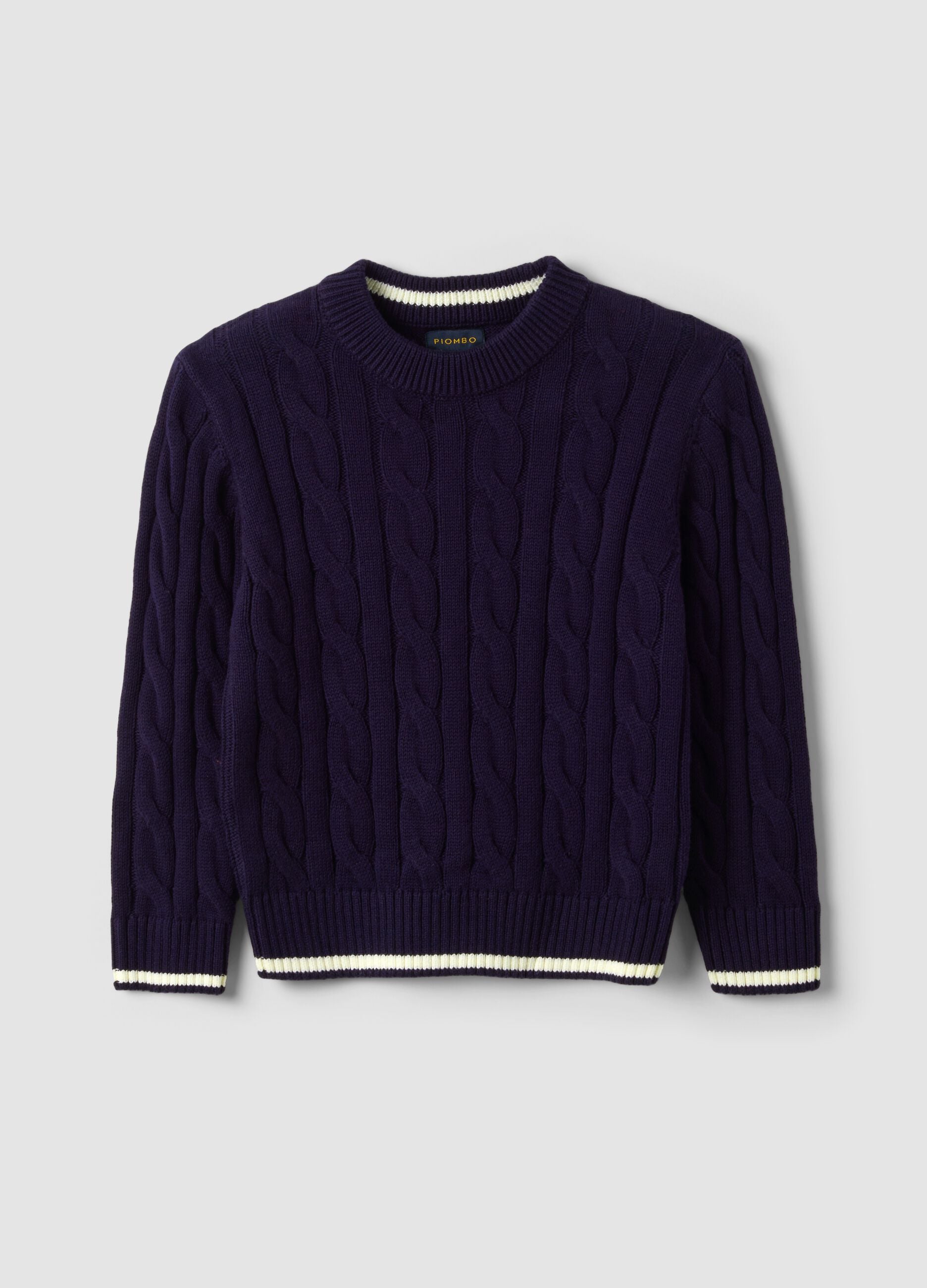 Blue pure cotton cable-knit oversized jumper for boys