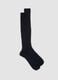 Blue ribbed pure cotton long socks_0