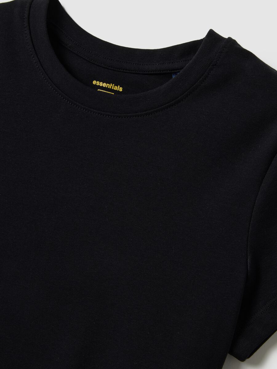 Black Slim Fit Stretch Cotton T-shirt_5
