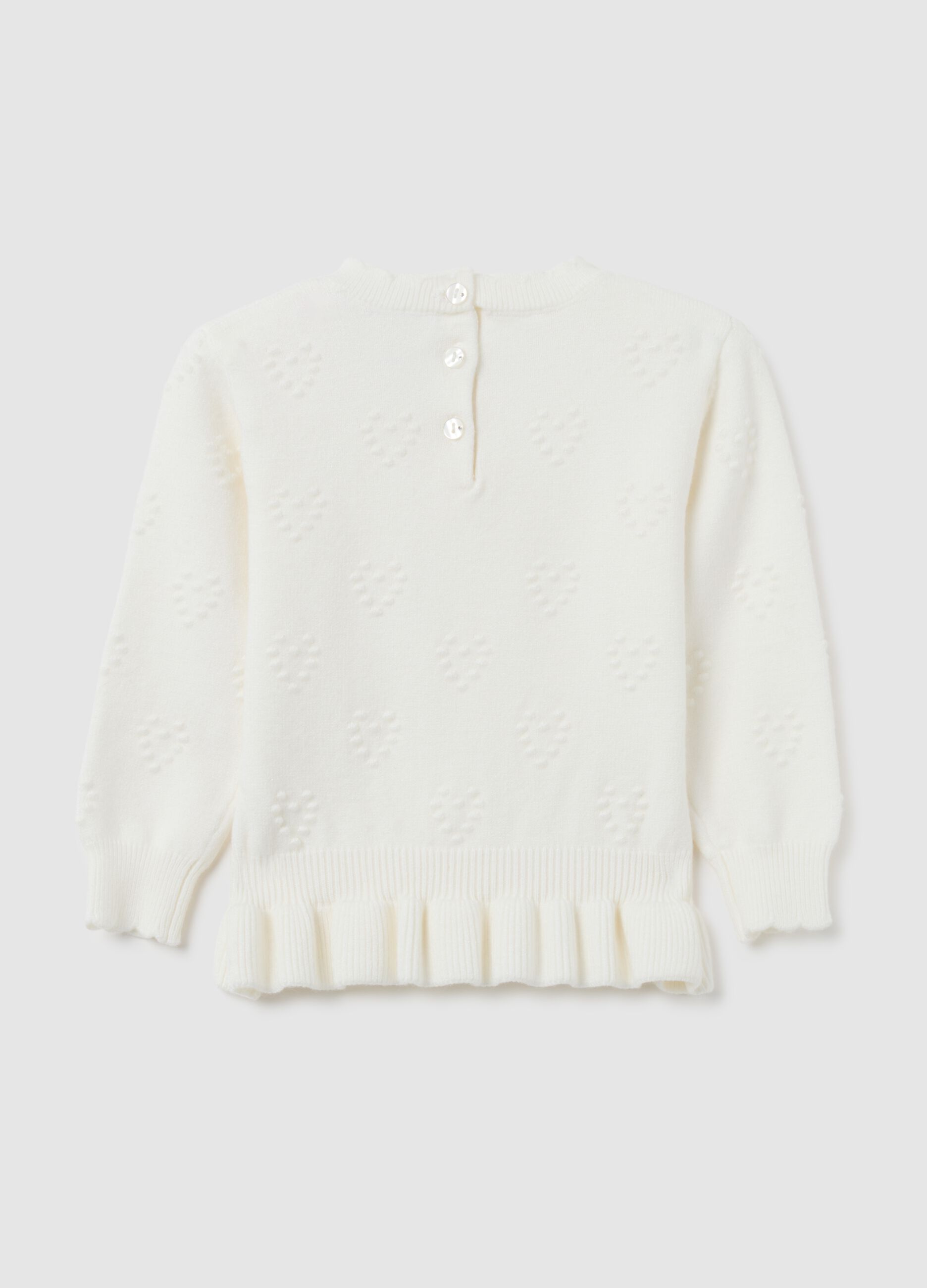Girl's White Regular Fit Sweater