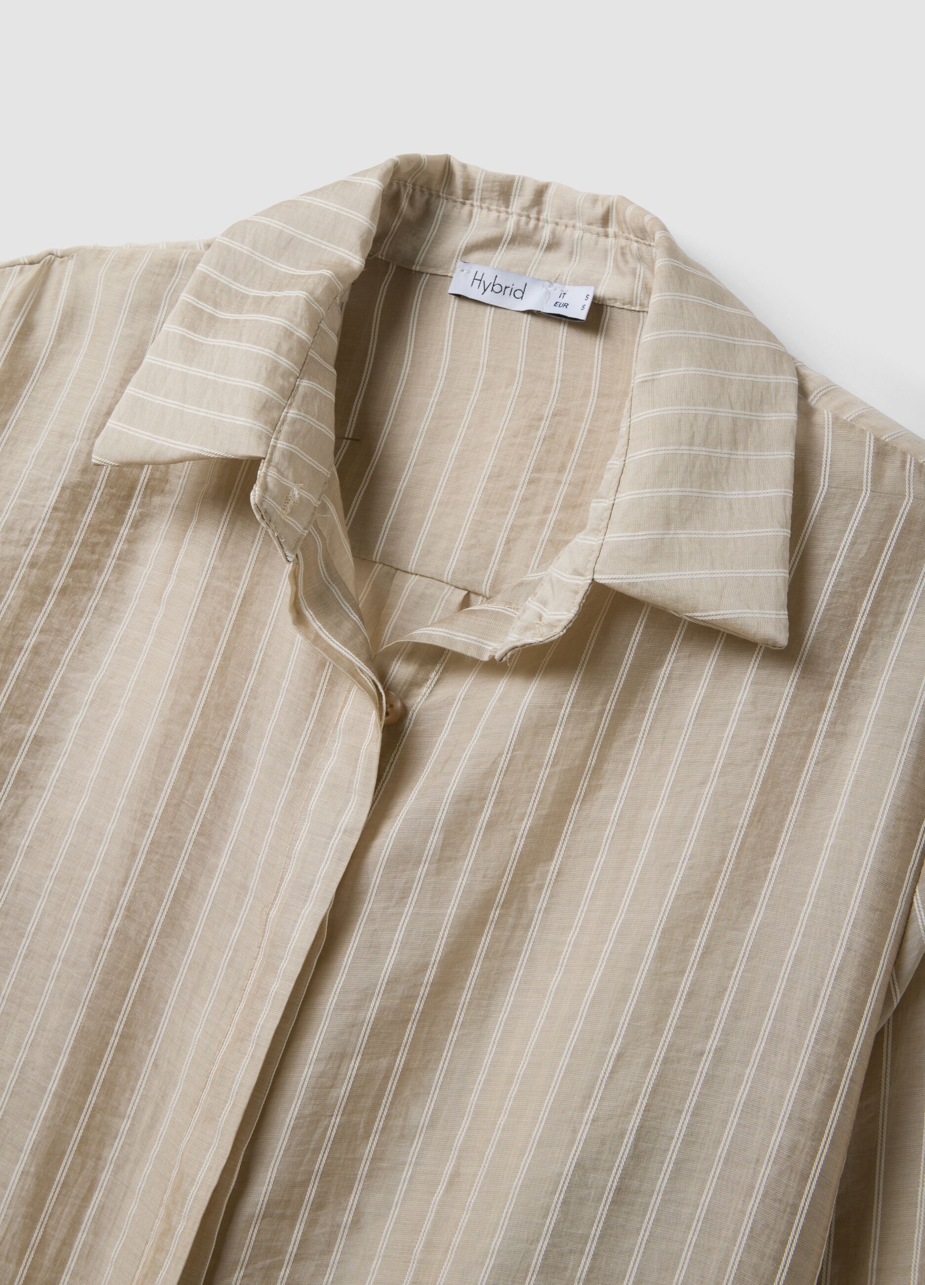 Beige striped lyocell-blend shirt