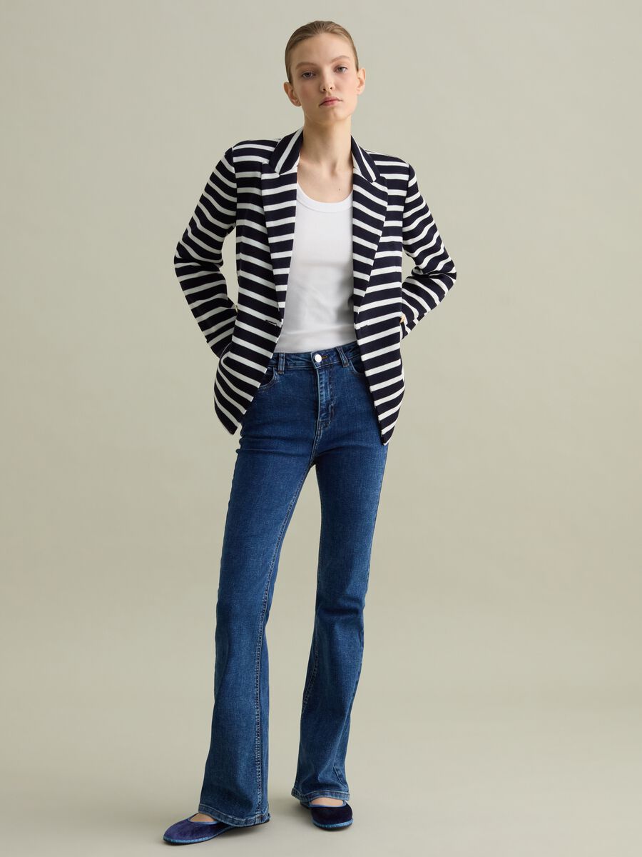 Double-breasted blazer in jersey with gold-coloured buttons_1