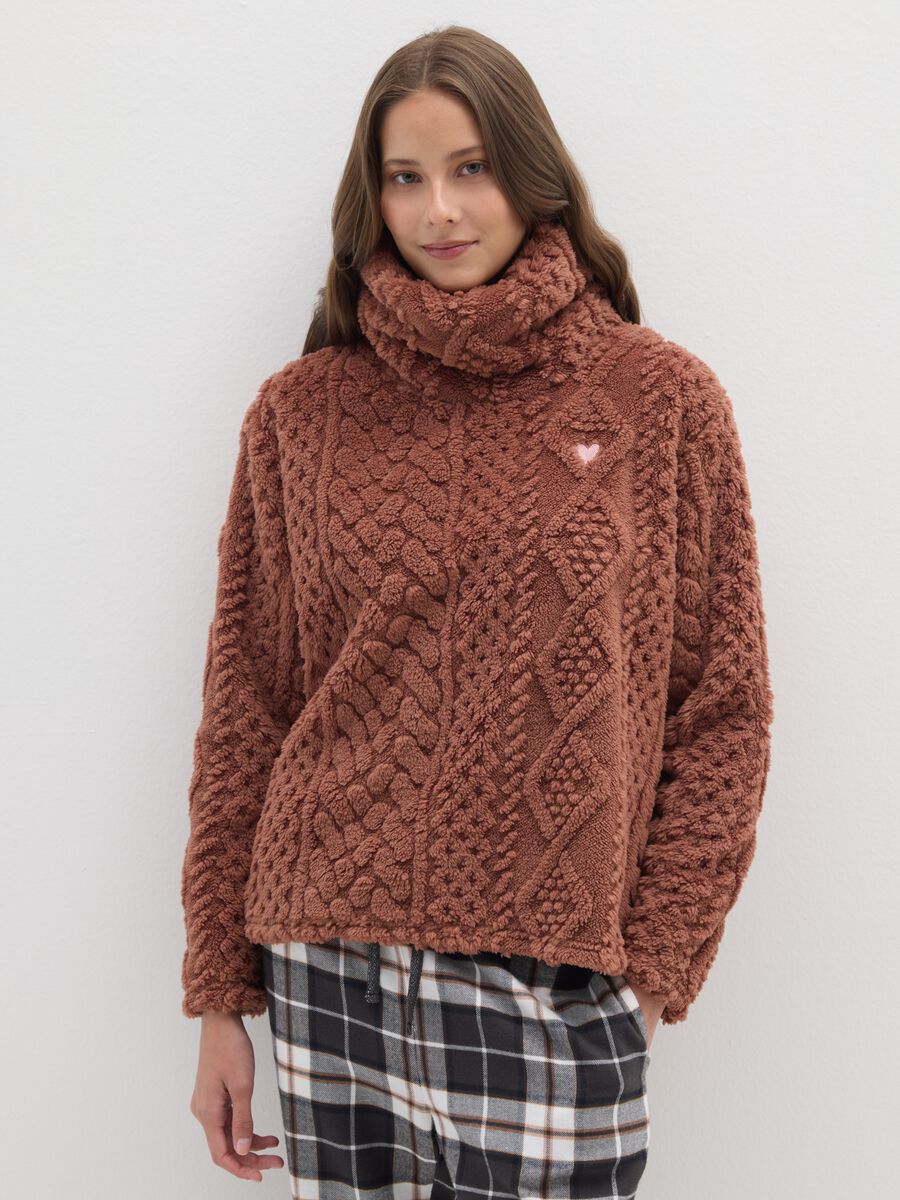 Brown Regular Fit Pajama Top_1