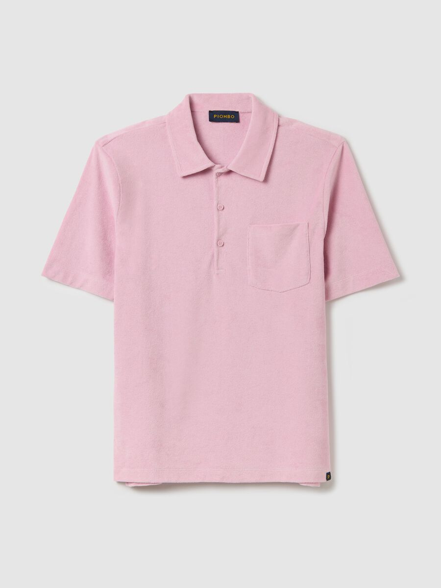 Short Sleeve Polo in Pink Cotton Blend_4