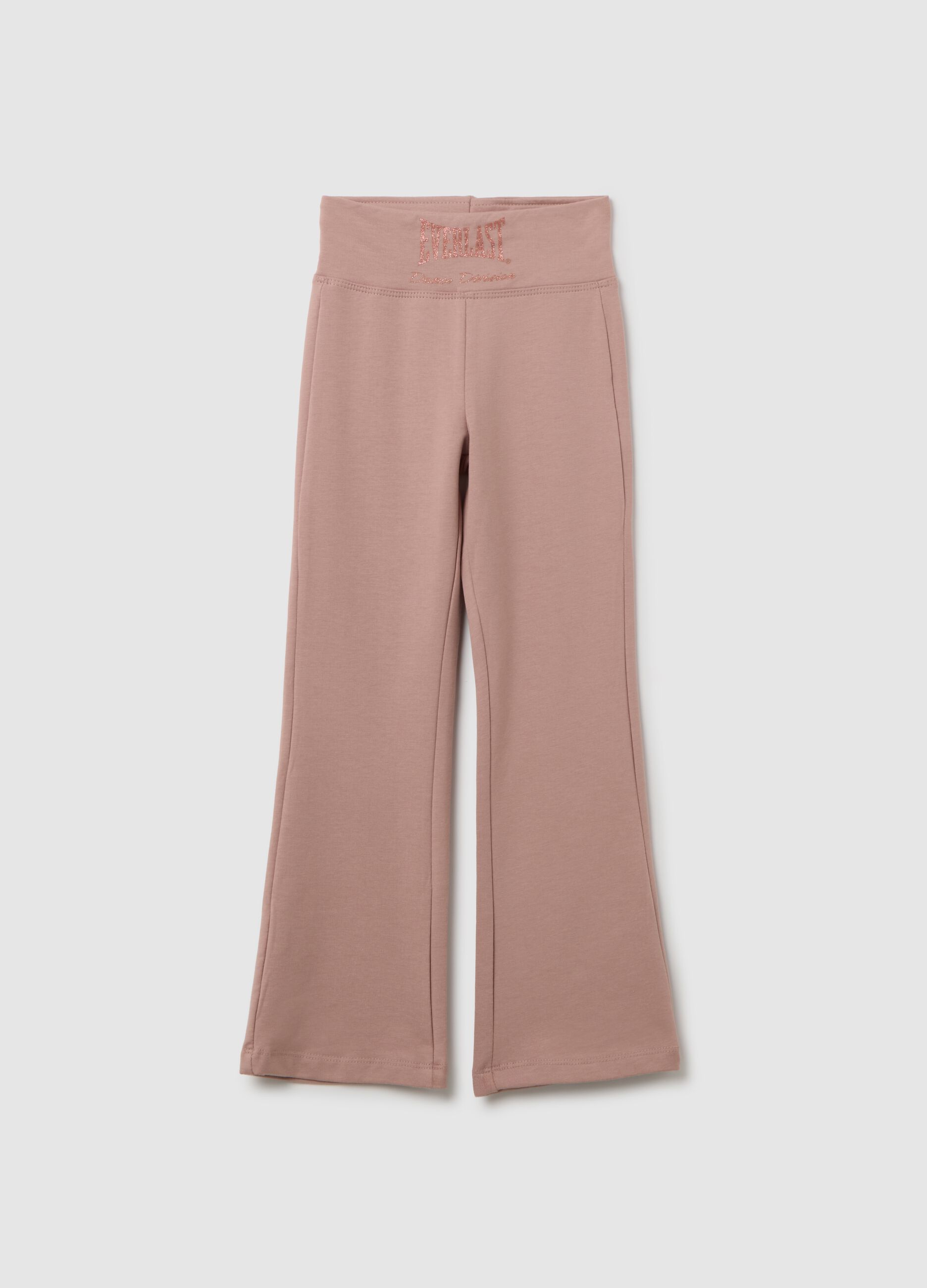 Girls' Pink Flare Cotton Blend Leggings