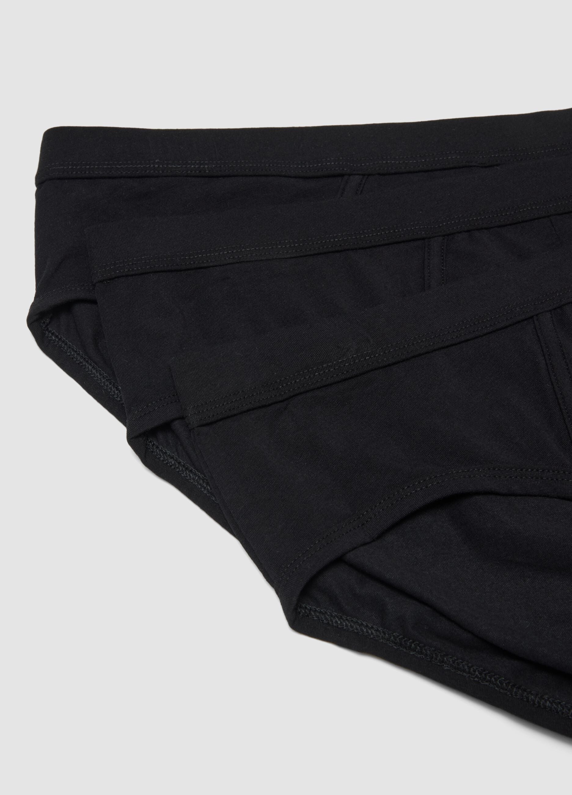 Pack of 3 black stretch cotton briefs, regular fit