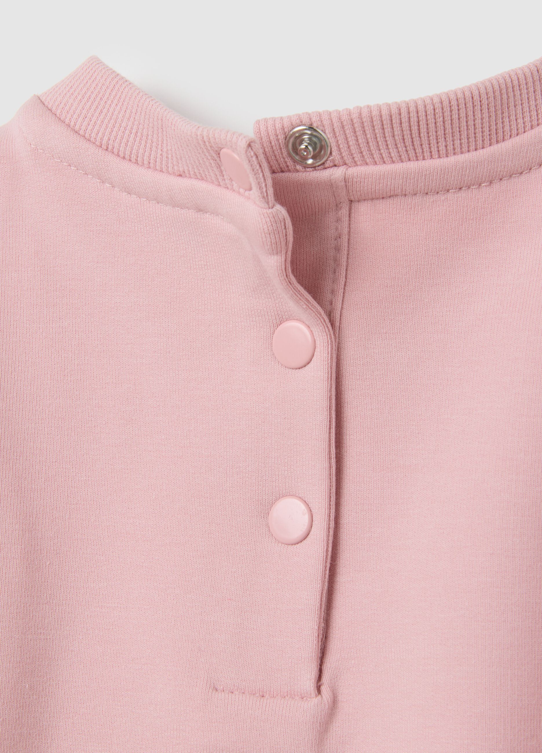 Set felpa e leggings da bambina in cotone rosa elasticizzato