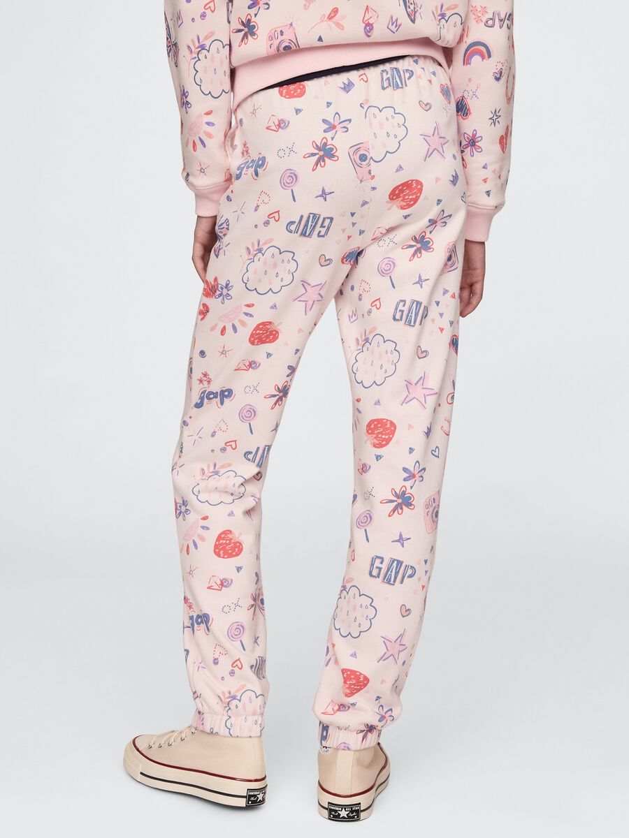 Pink joggers with drawstring and all-over print_2