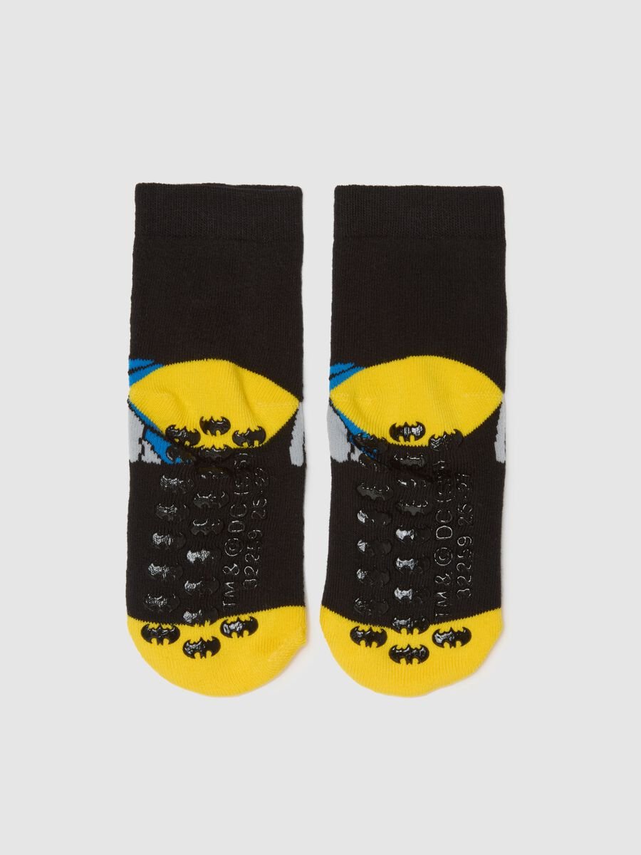 Multicolor Cotton Blend Kids' Non-Slip Socks with Batman Print_1