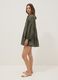 Green pure organic cotton kaftan with ruffles and broderie inserts_0