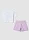 Girls&rsquo; white and purple pure cotton set with Stitch prints_1