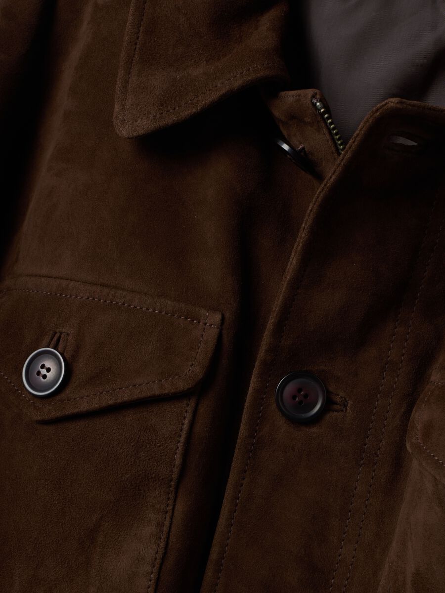 Brown padded genuine leather jacket_1