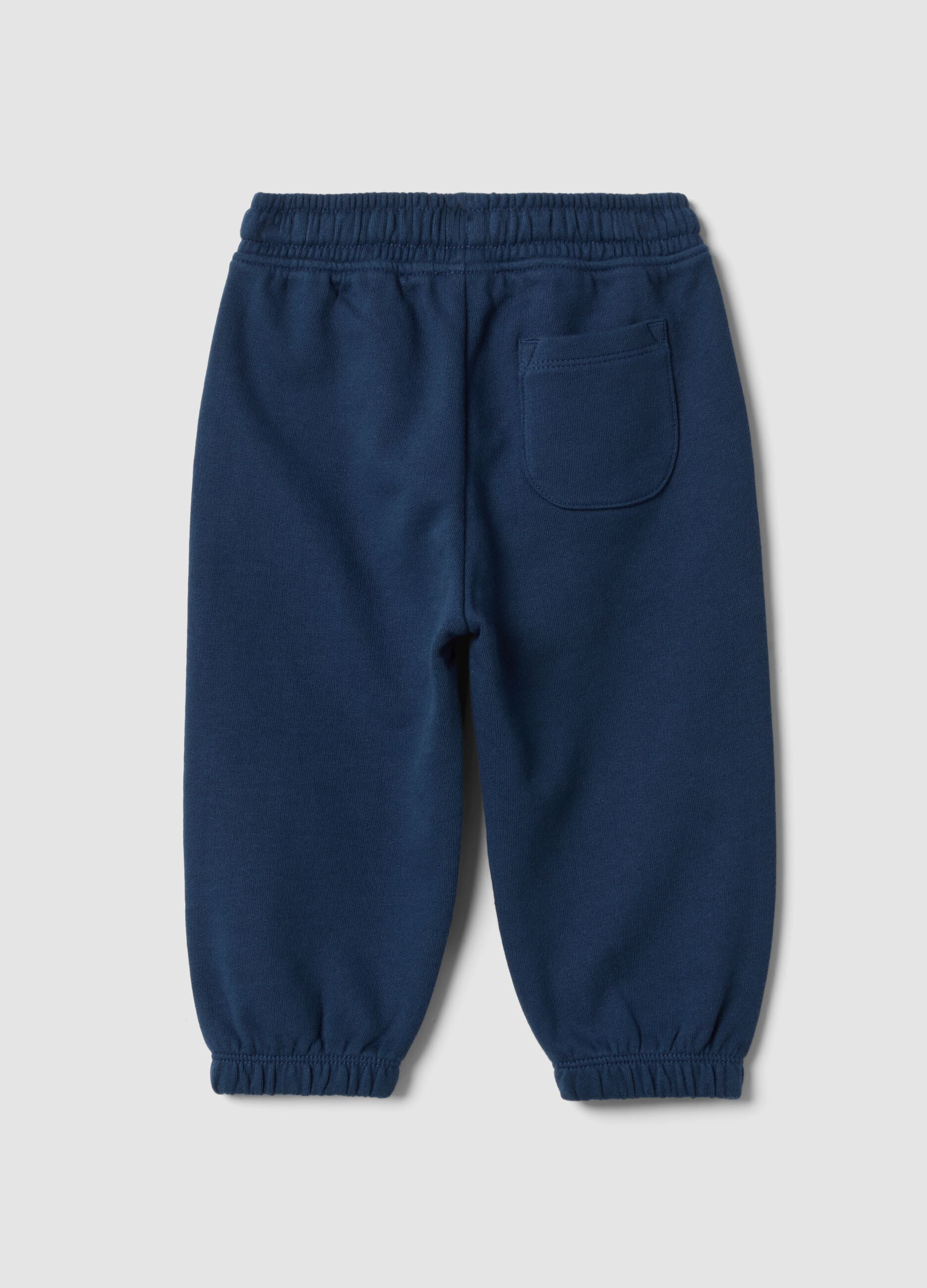 Blue pure cotton jogger trousers with elasticated waist for baby boys