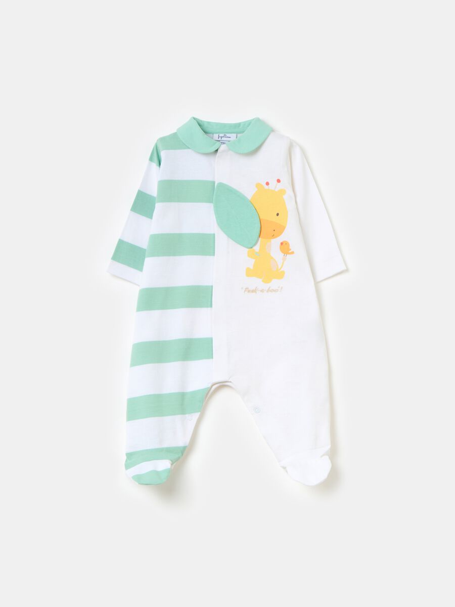 Organic cotton onesie with feet and print_0