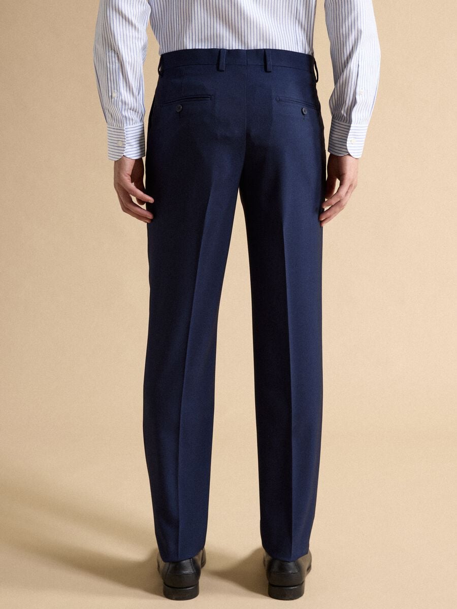 Pantaloni formali blu in tessuto stretch slim fit_3