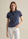 Blue and white striped polo shirt in piquet_1