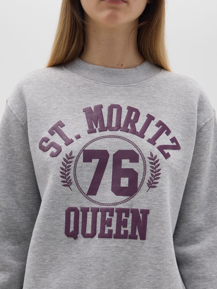 Grey cotton blend sweatshirt with regular fit and crew neck_3