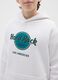 Children's white cotton blend sweatshirt, regular fit with print_2