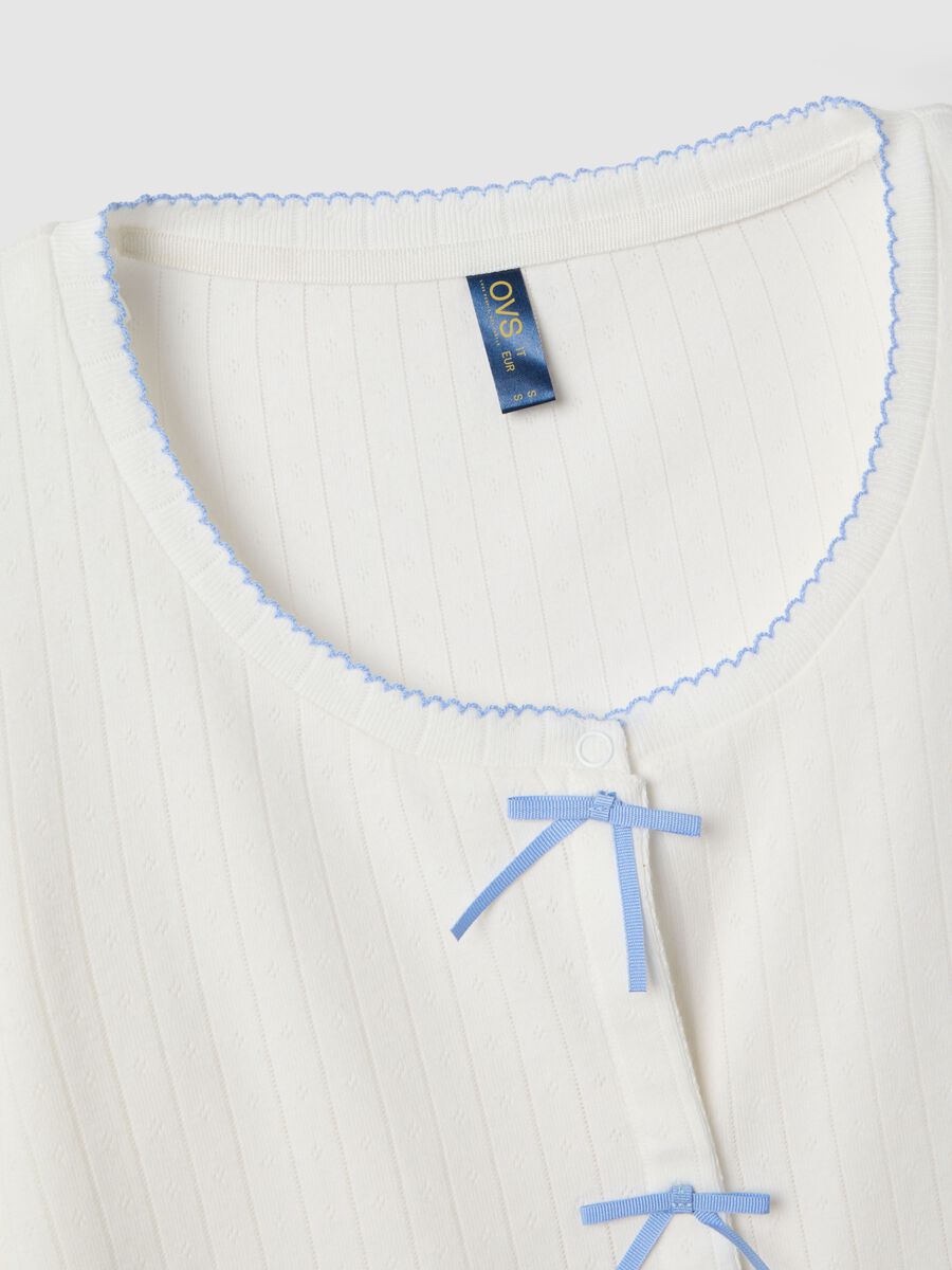 White pure cotton regular fit pyjama shirt with embroidery_1