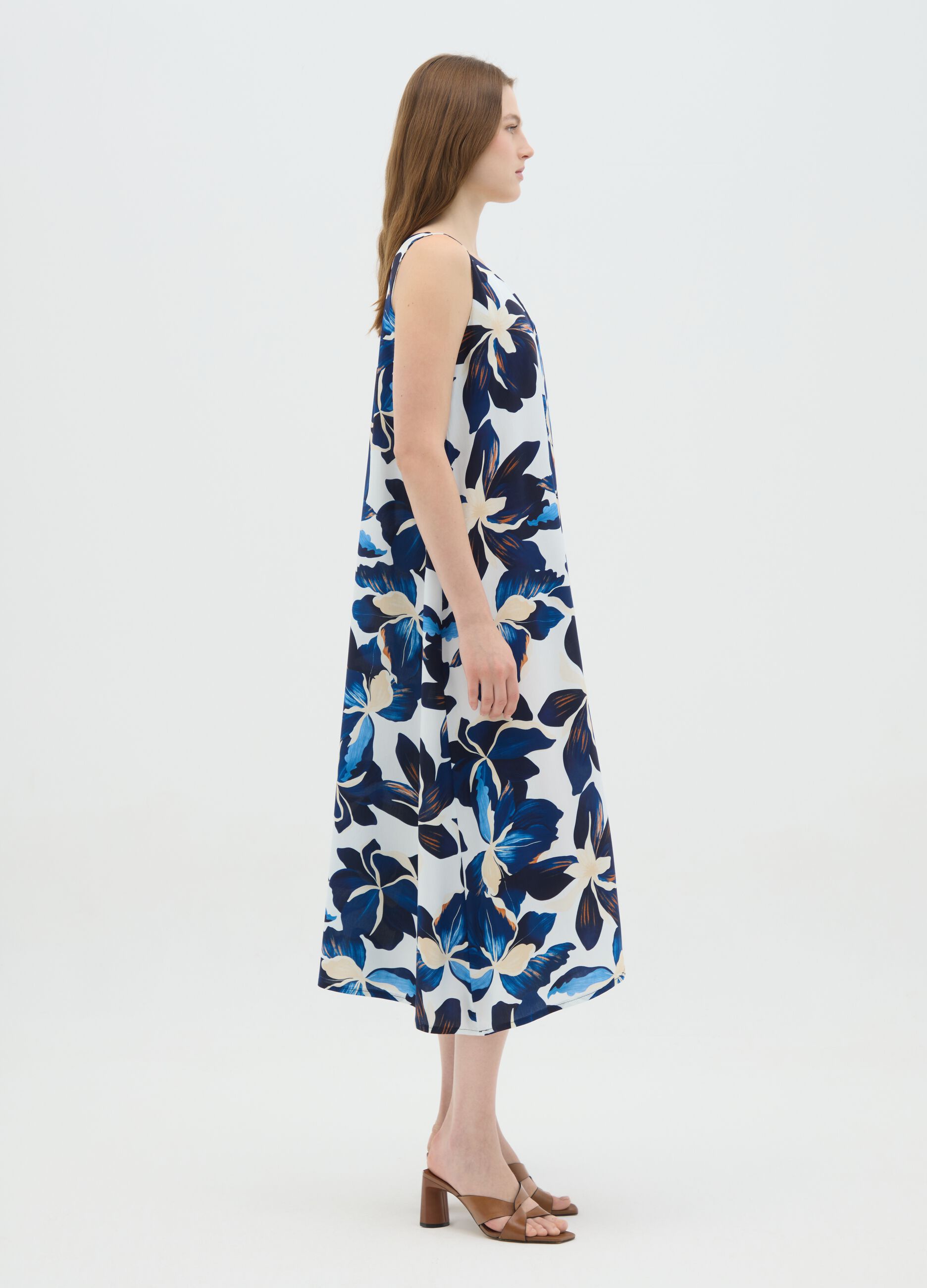 Women's long dress in pure multicolor viscose regular fit