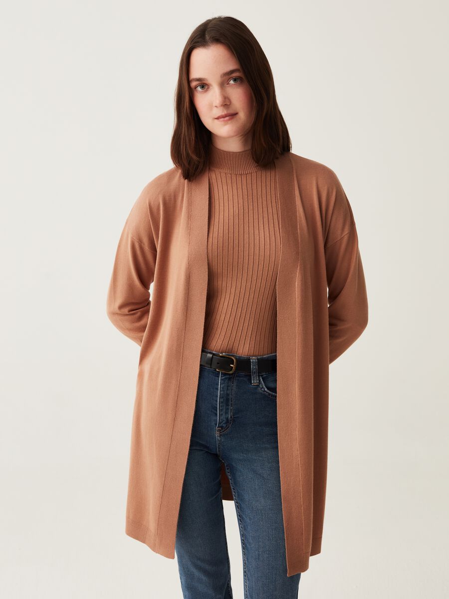 Long open cardigan with splits_1