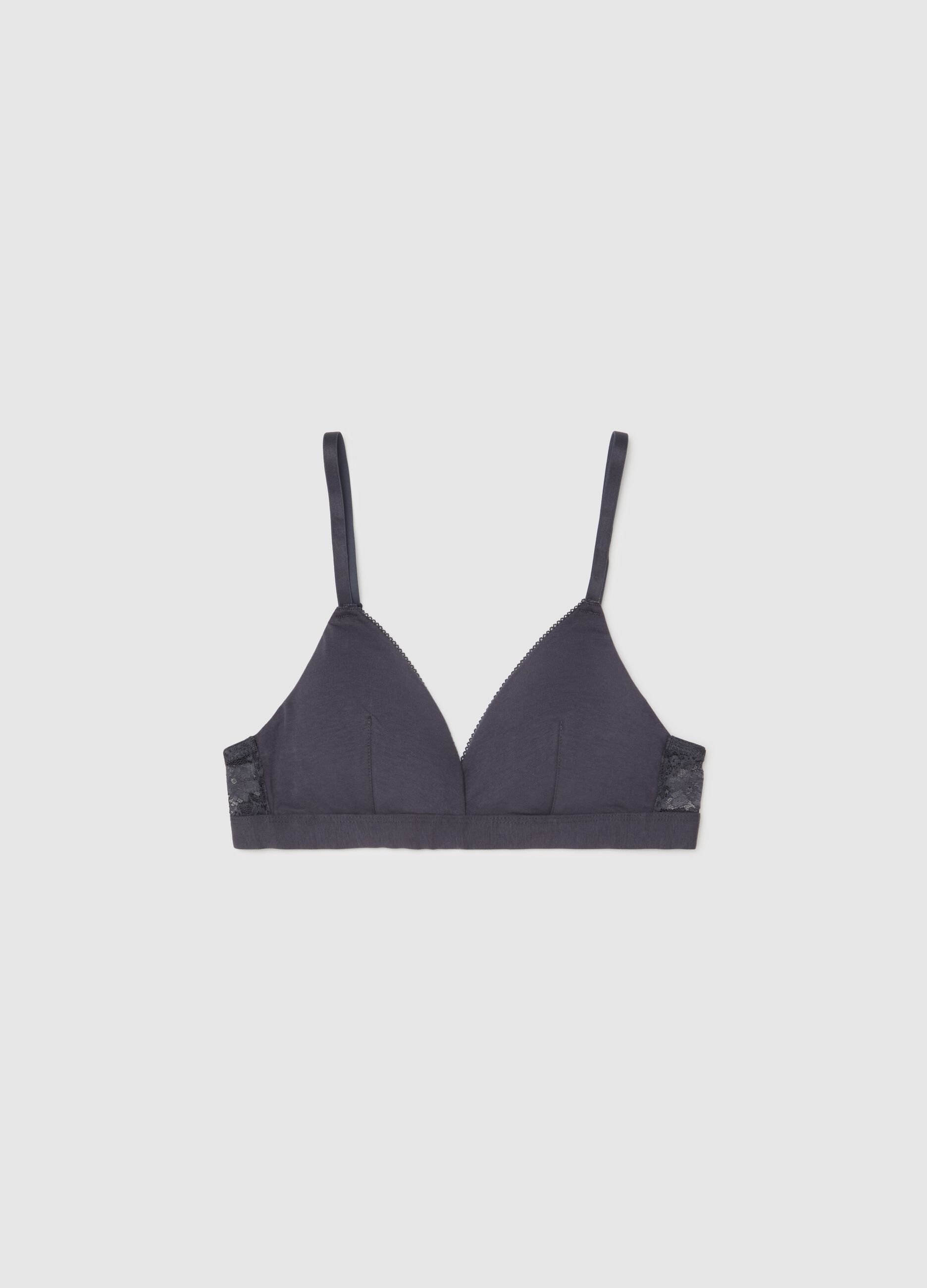 Triangle bra with lace inserts