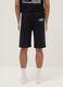 Black cotton blend regular fit sports shorts with Lakers logo_2