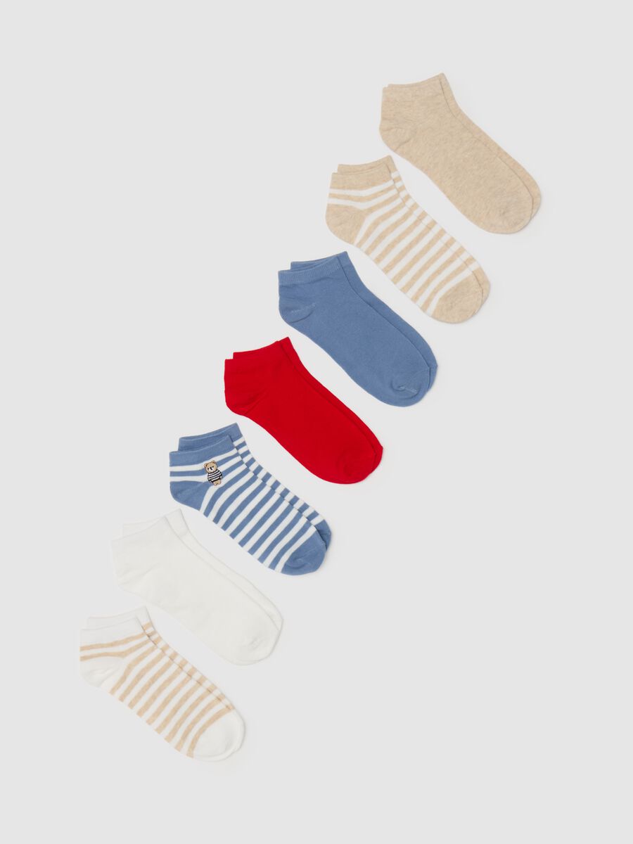 Seven-pair pack short multicoloured socks with teddy bear_0
