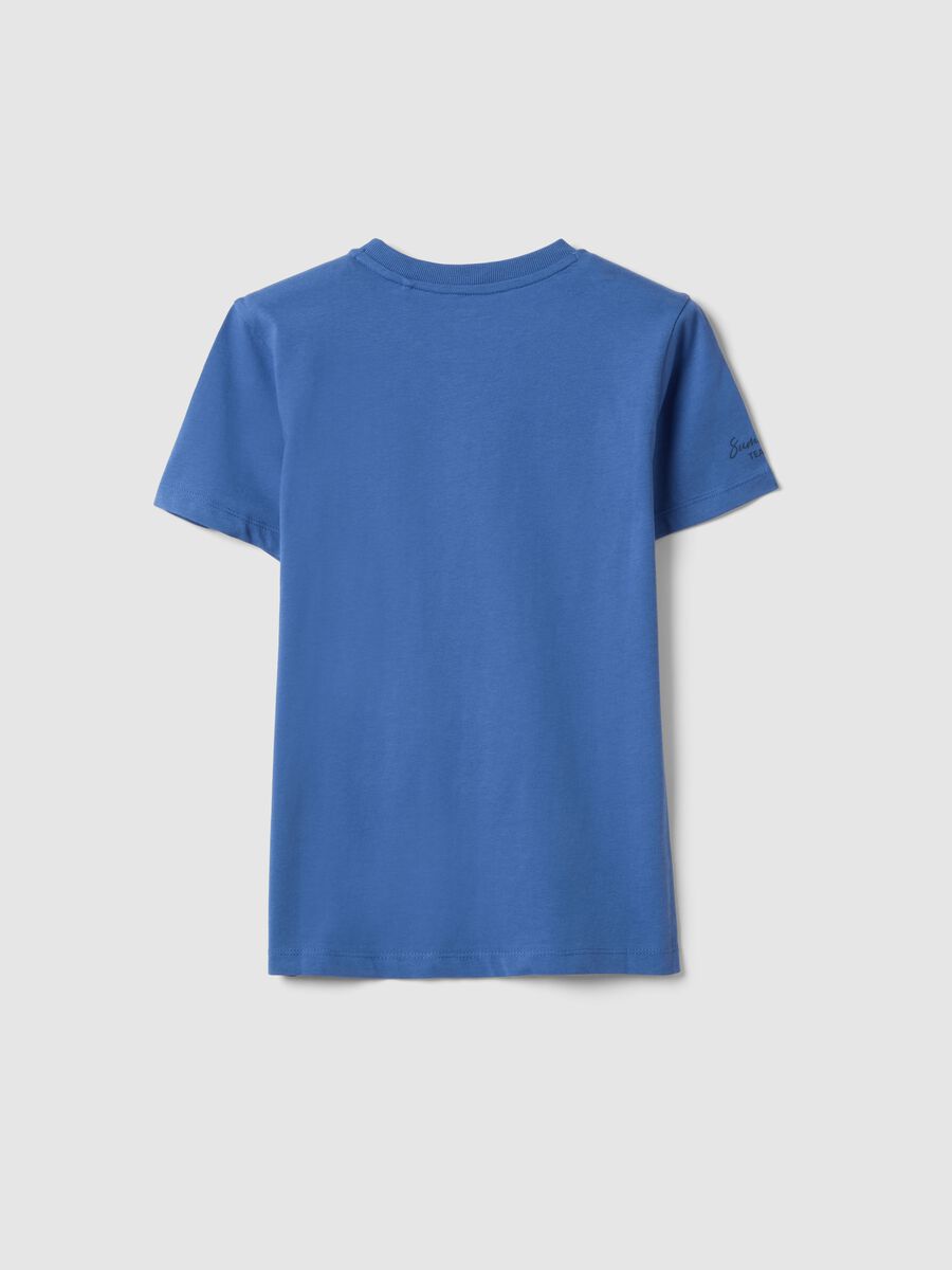 T-shirt in puro cotone blu da ragazzo regular fit con stampa_4