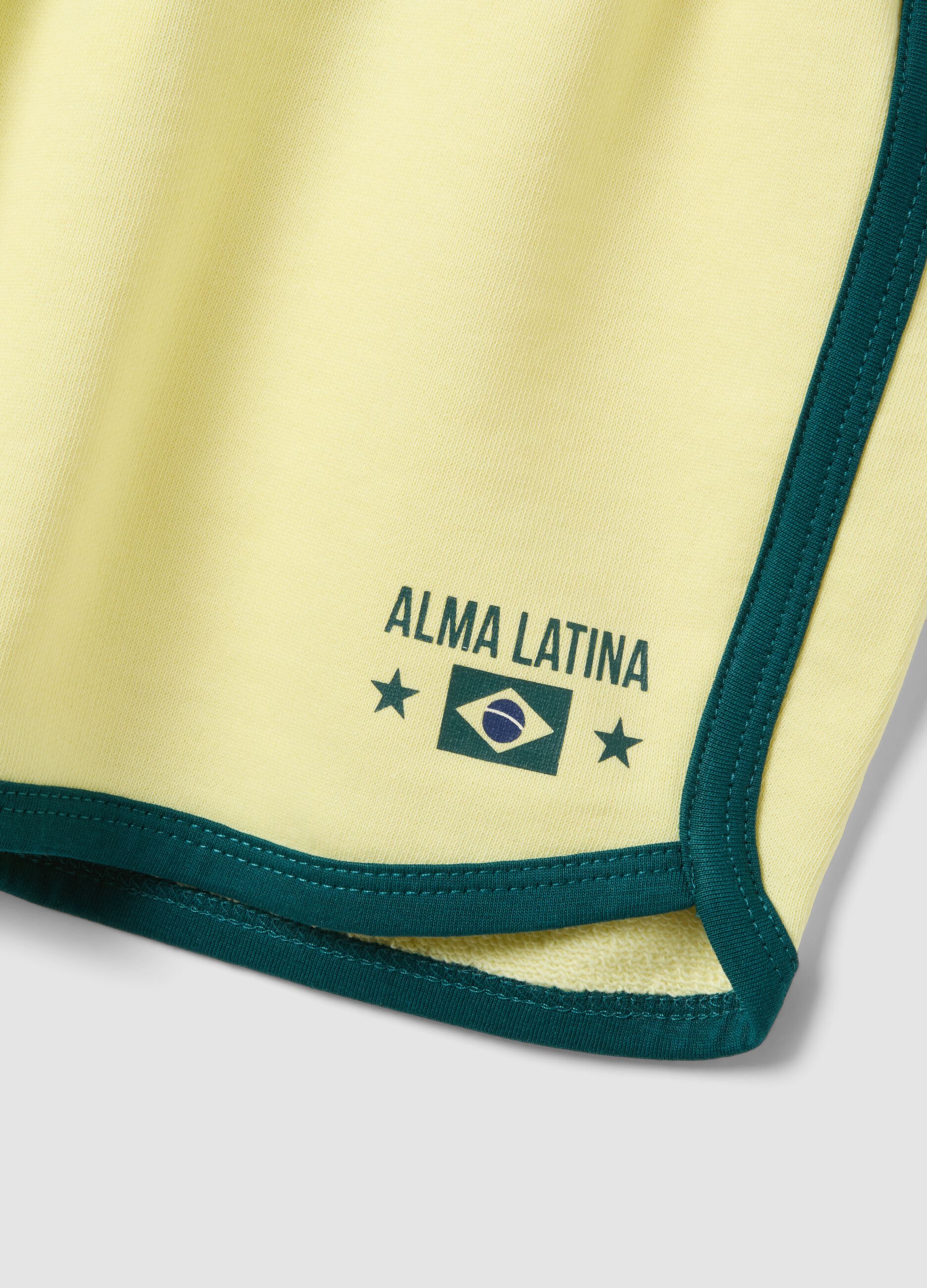 Yellow 100% cotton shorts with elasticated waist, regular fit