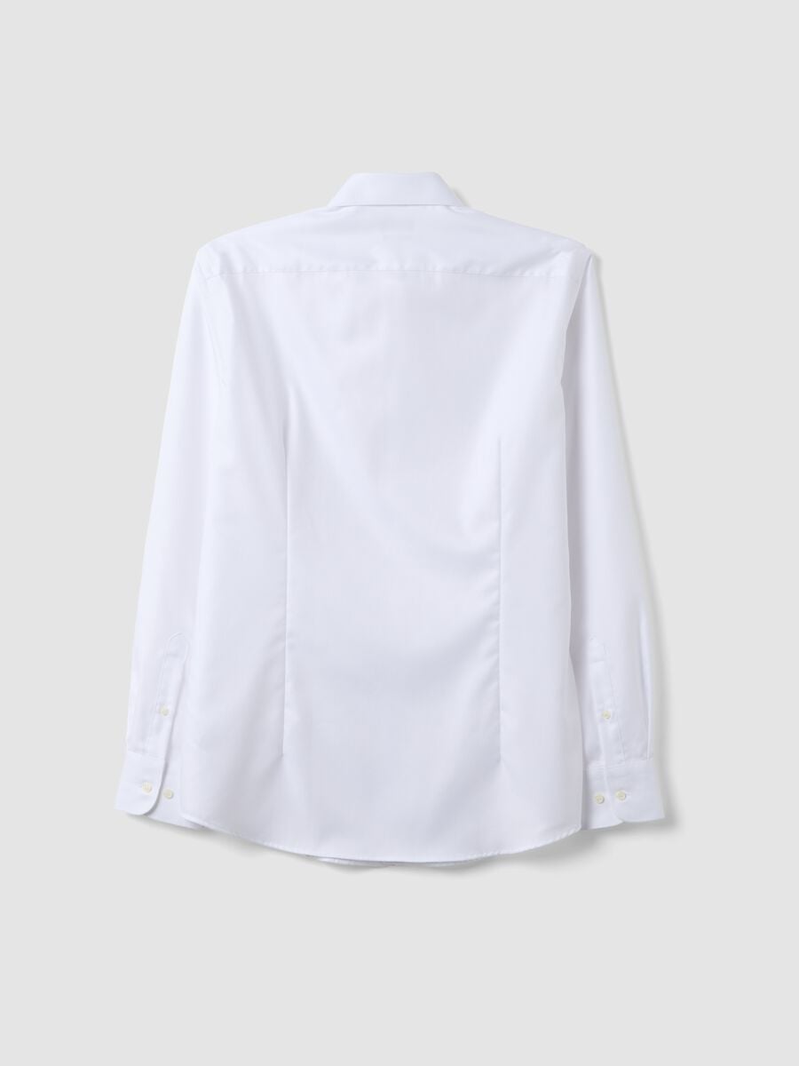White slim-fit pure cotton twill shirt with French collar, non-iron_6