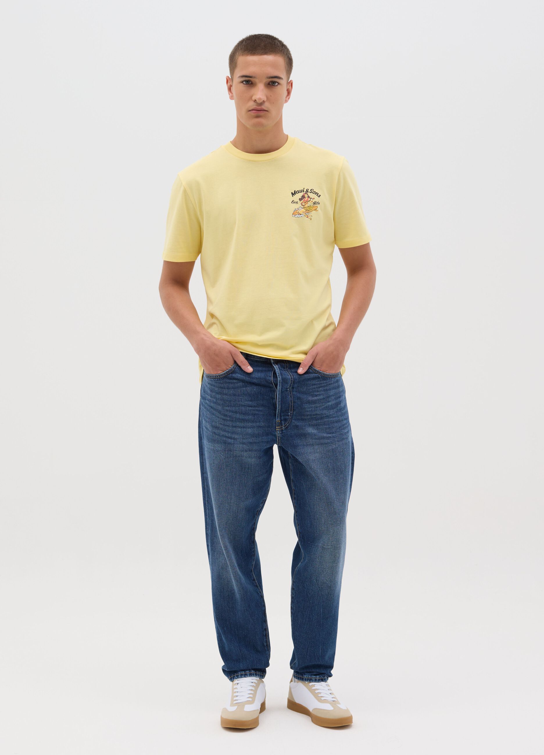 Men's Yellow T-Shirt with Maui & Sons Print