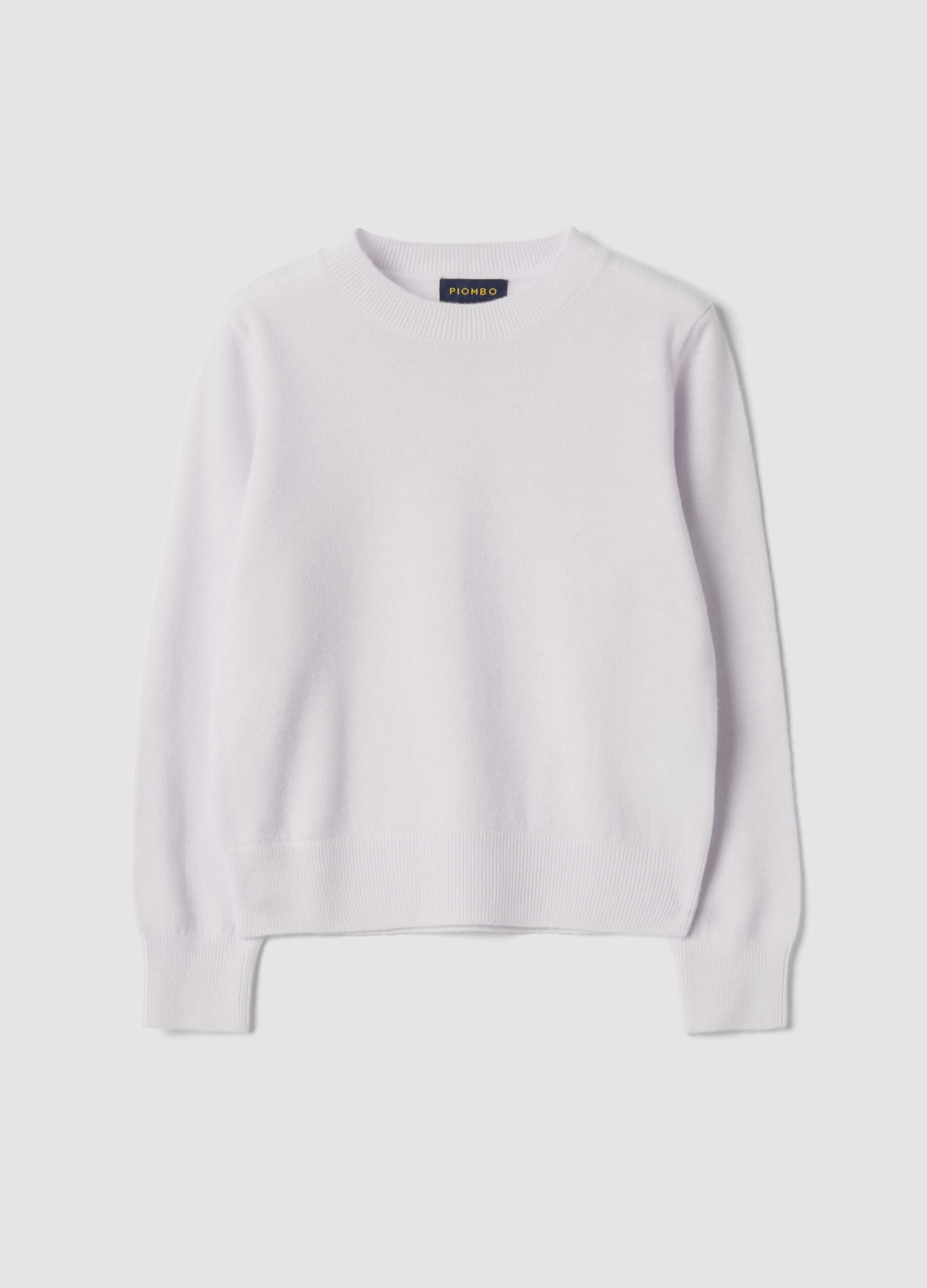 White pure wool regular-fit long-sleeve jumper