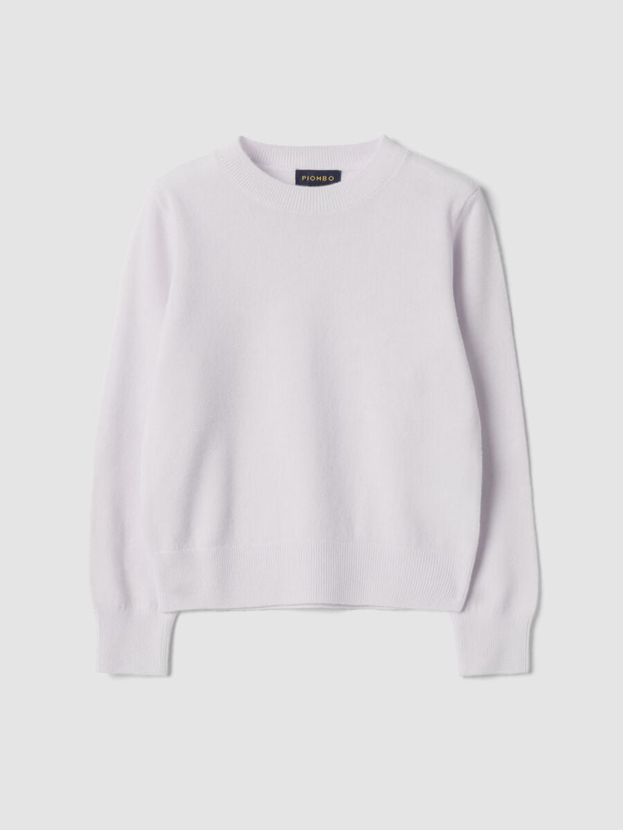 Maglione bianco in pura lana a maniche lunghe regular fit_3