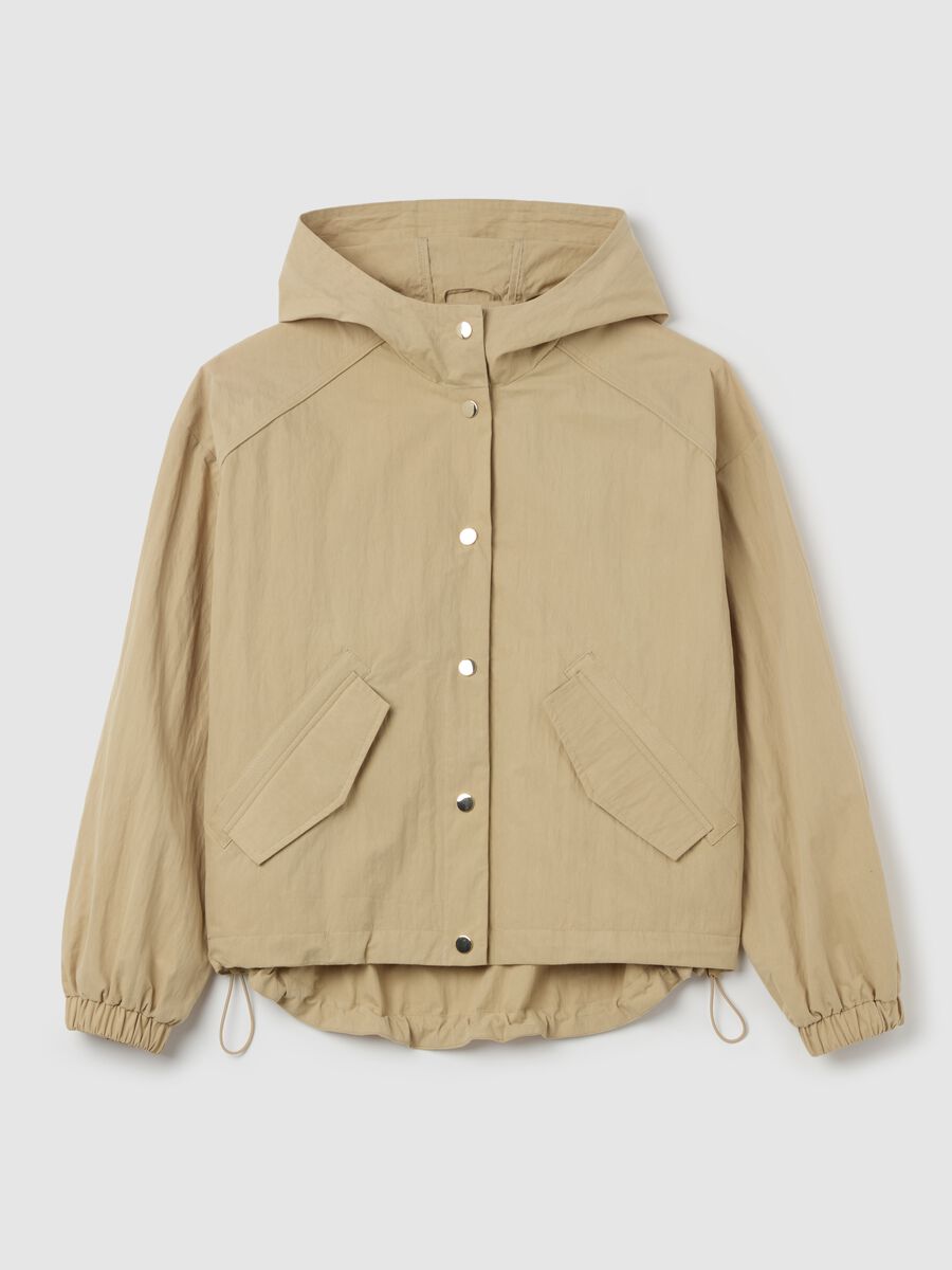 Short parka with hood and drawstring_4