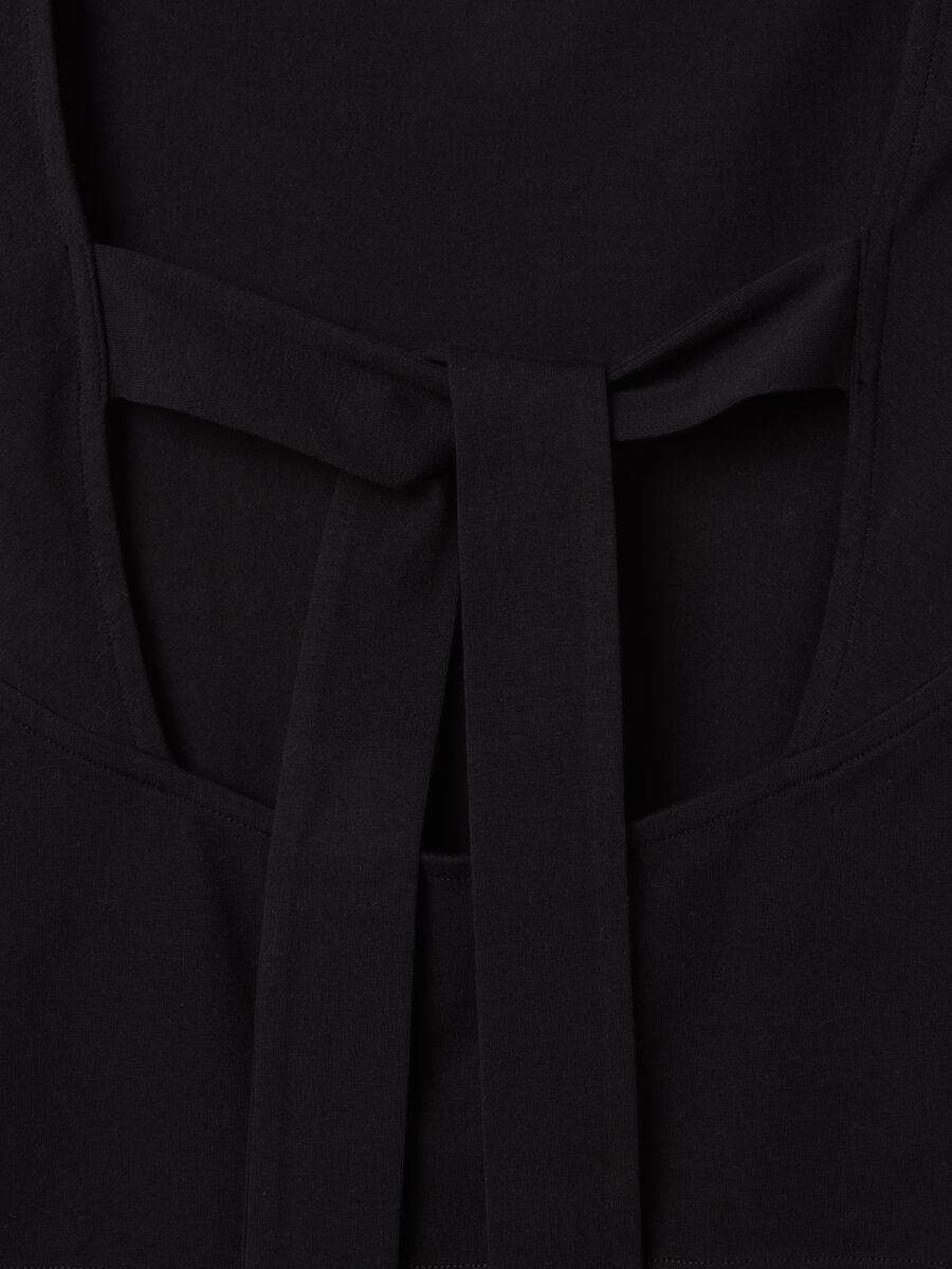 Women's black fitted stretch cotton t-shirt with bow_1