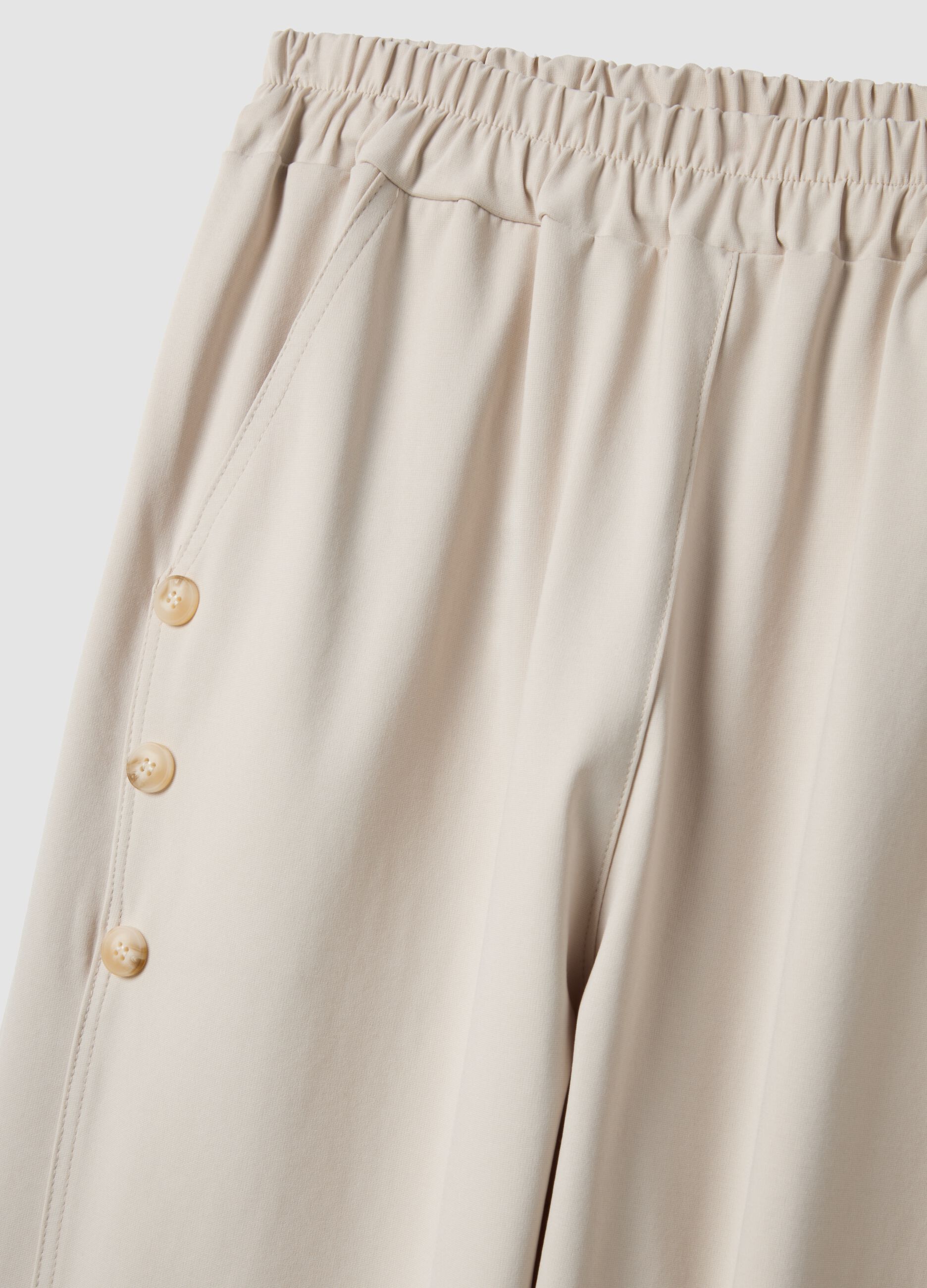 Pantaloni beige con vita elastica in cotone elasticizzato regular fit