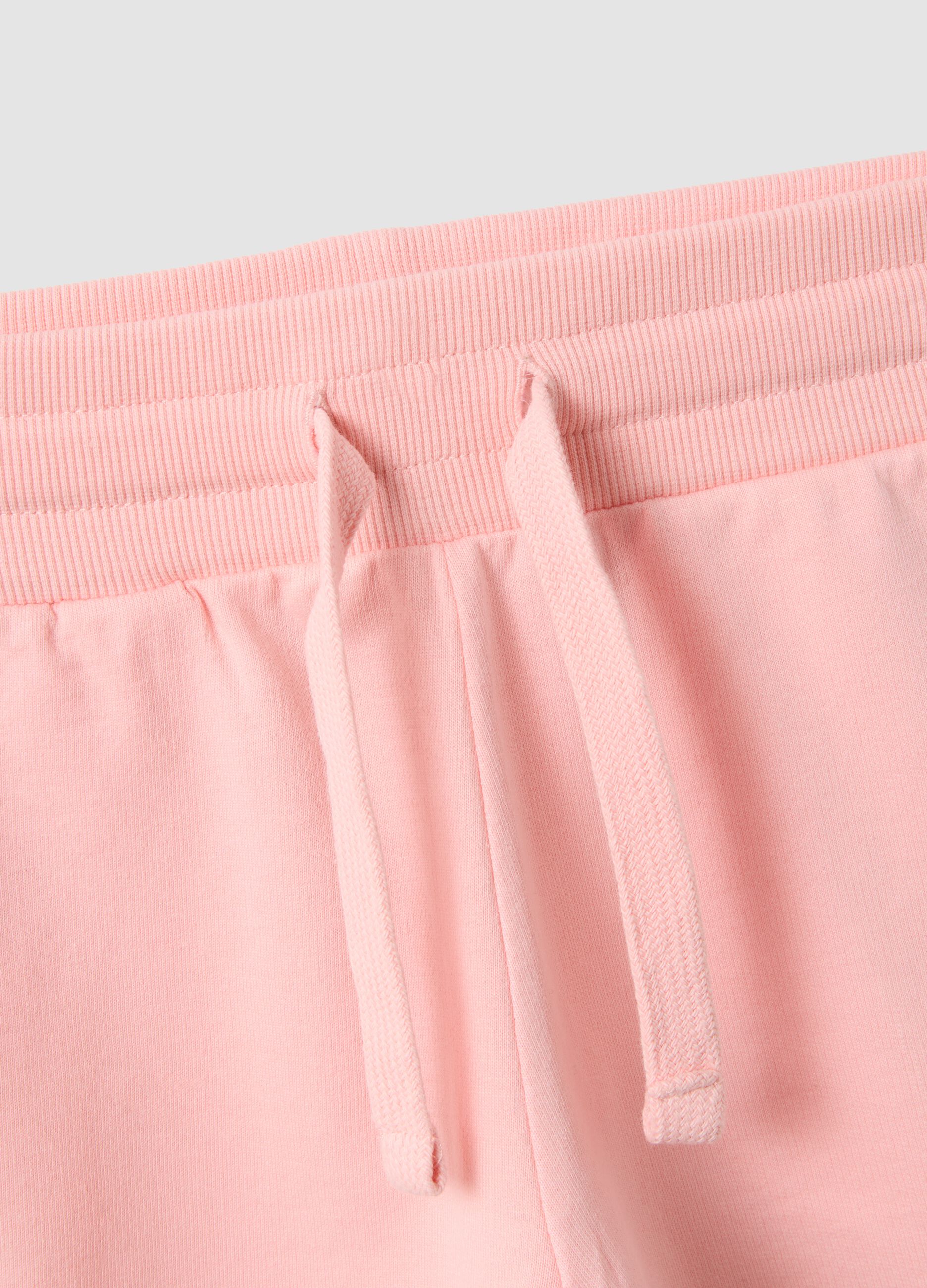 Pink pure cotton shorts with elasticated waist