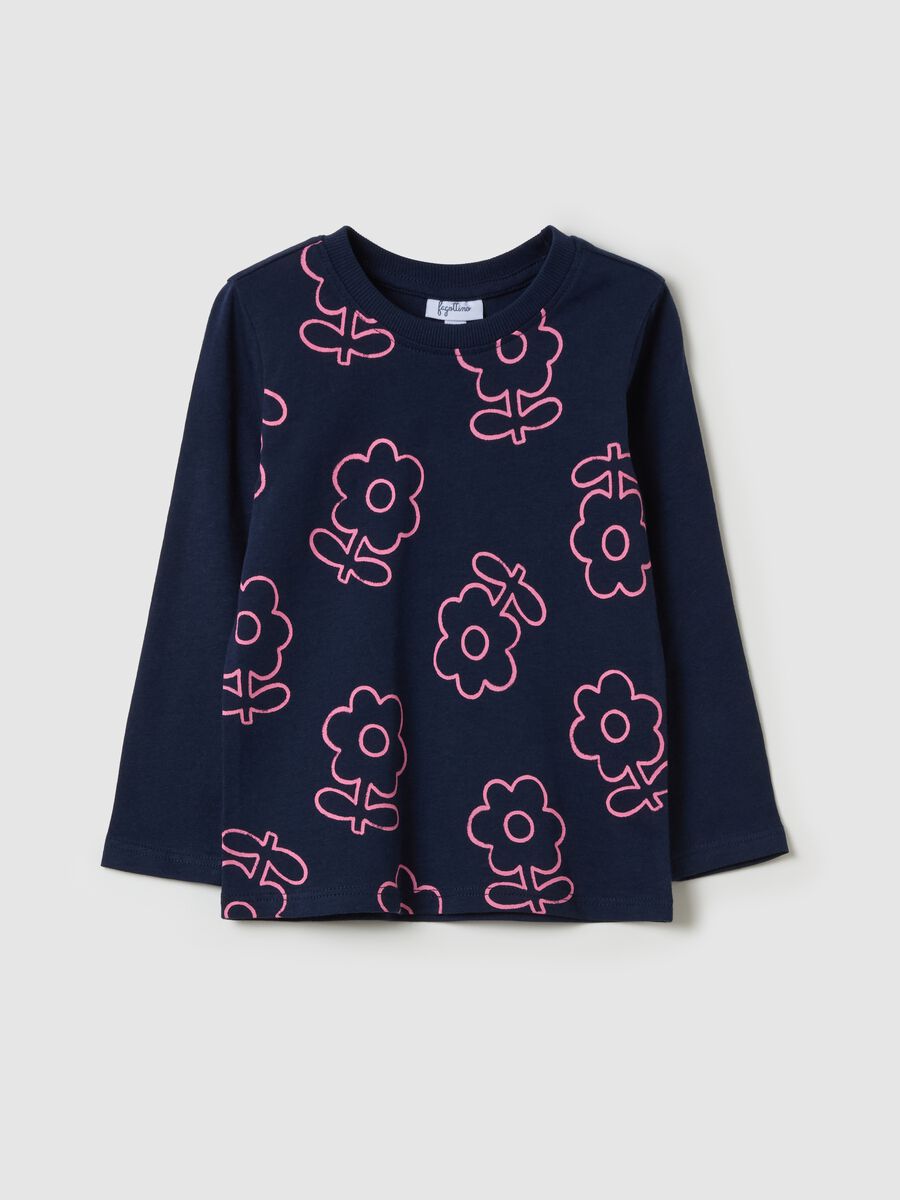 Long-sleeved, floral printed T-shirt_0