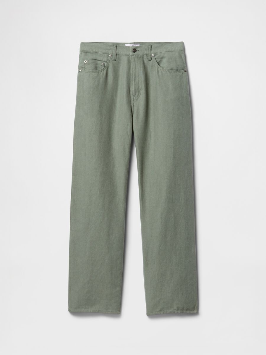 Light Green Mixed Fabric Trousers_5