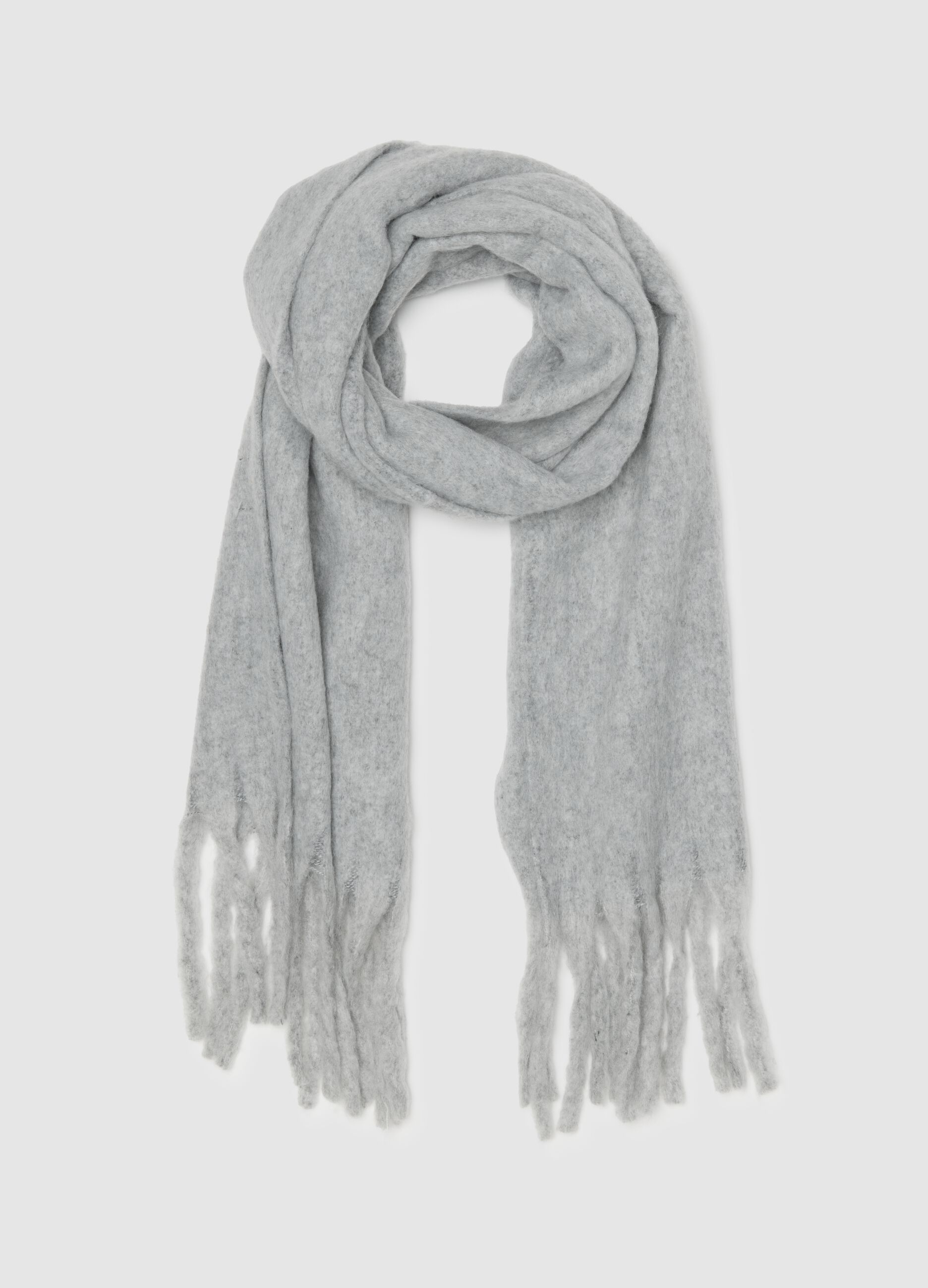 Grey Scarf with Fringes