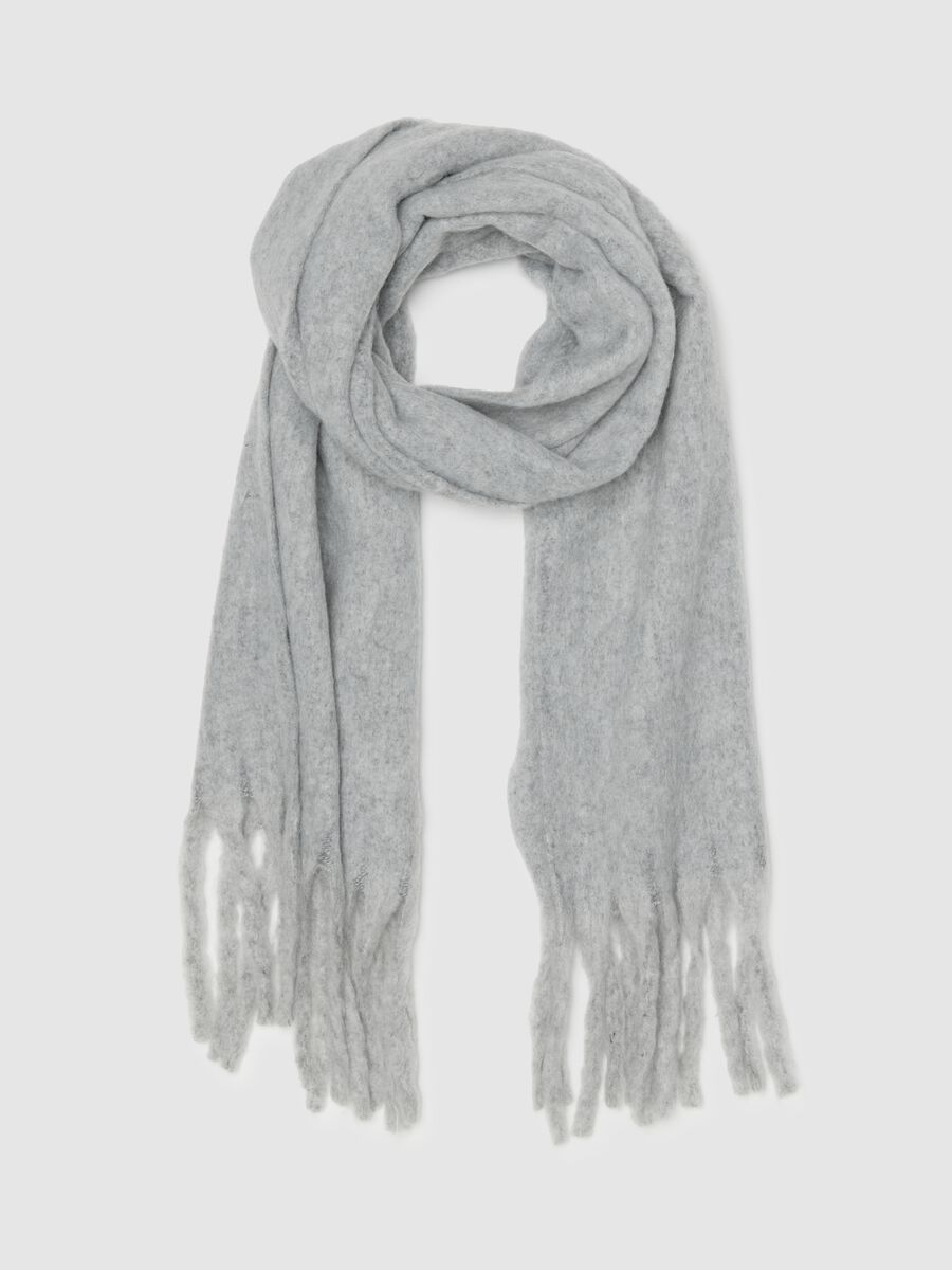 Grey Scarf with Fringes_0