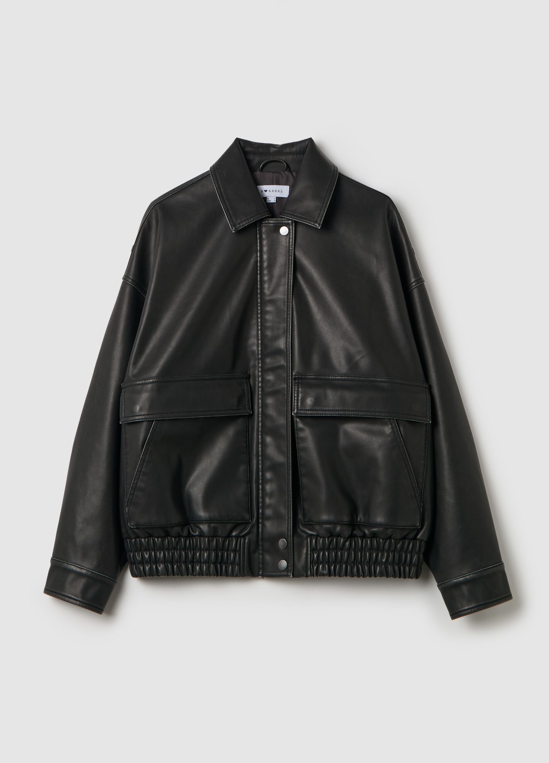 Short bomber jacket with shiny effect