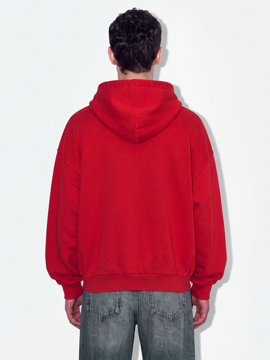 Felpa rossa in puro cotone con girocollo over fit_2