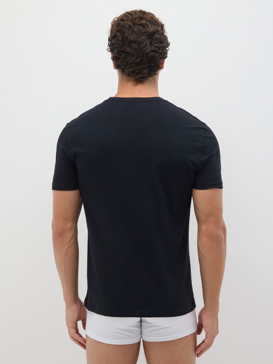 Tripack di t-shirt da uomo in puro cotone nere regular fit_2