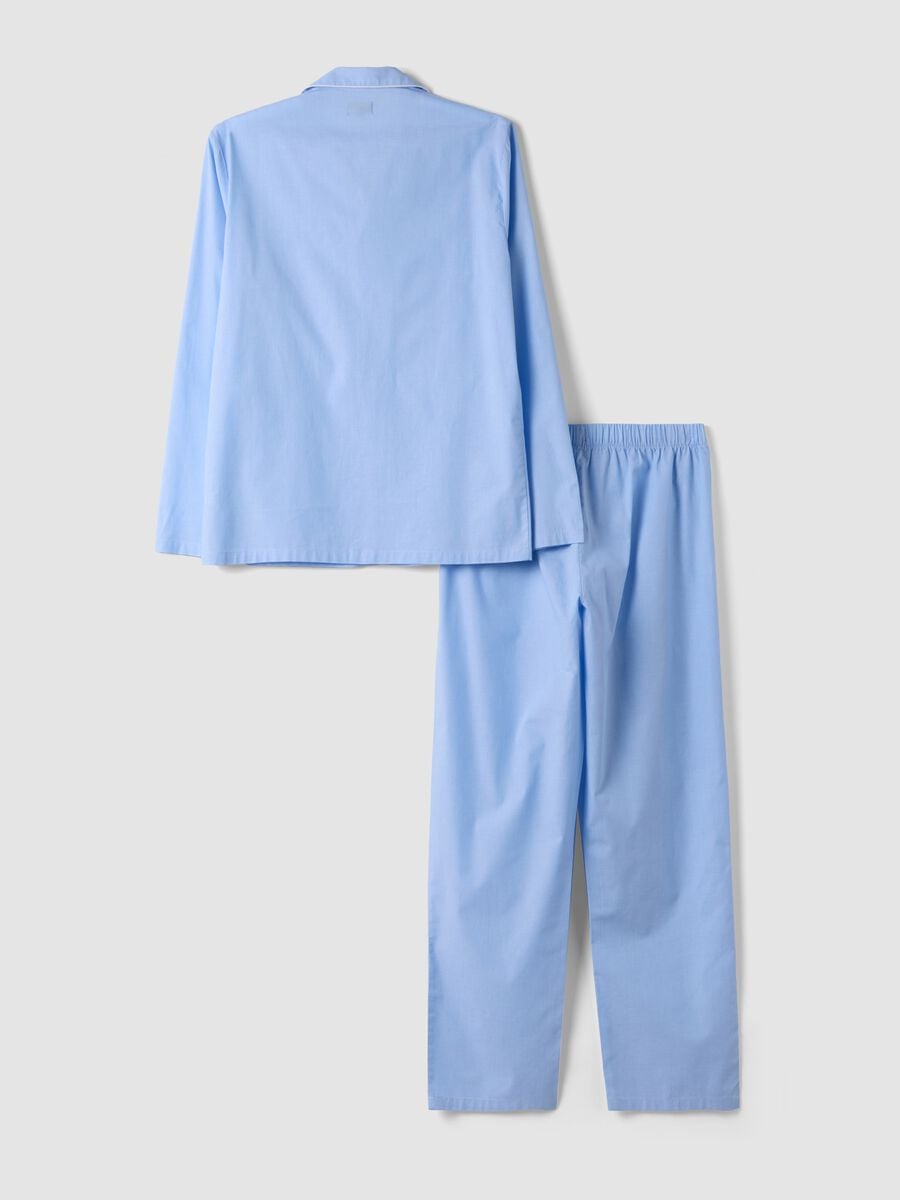 Pigiama azzurro in cotone organico con colletto_5