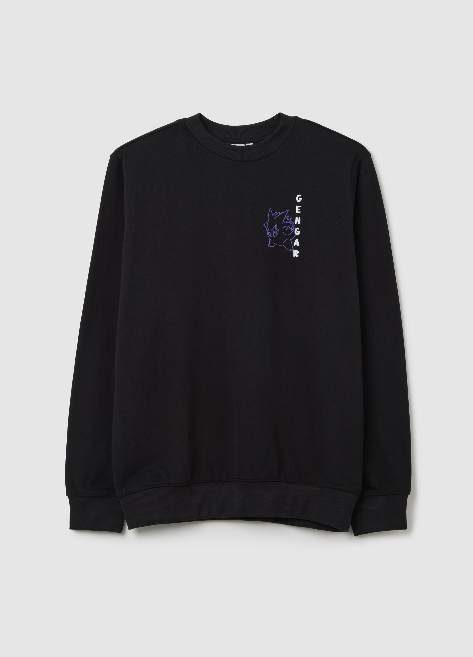 Black Hoodie with Gengar Manga Print for Men